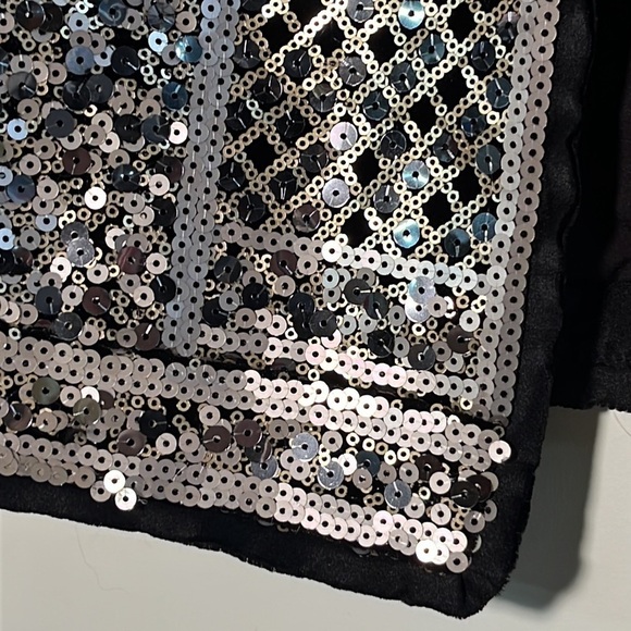 WORTH Art Deco Gold/Silver/Black Sequin Artsy Evening Crop Cocktail Jacket SZ 2 - Picture 5 of 16